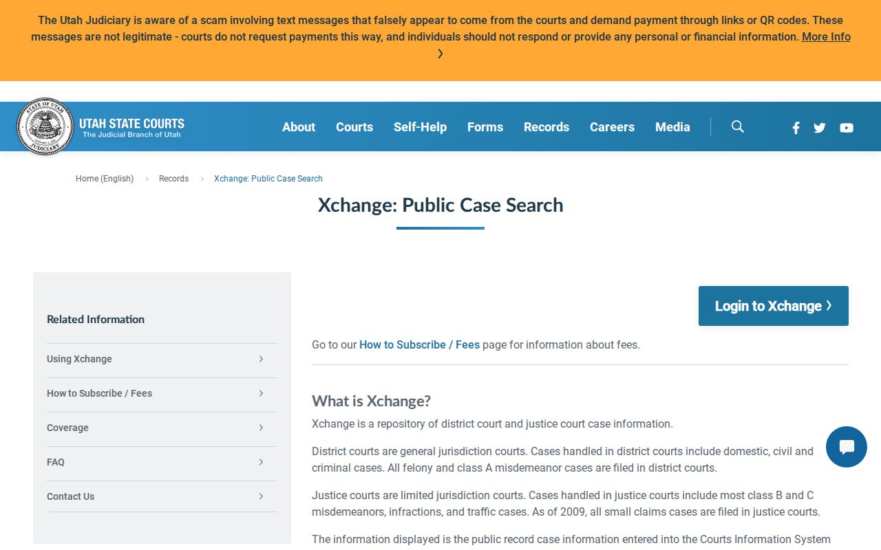 San Juan County case lookup through Utah Courts Xchange