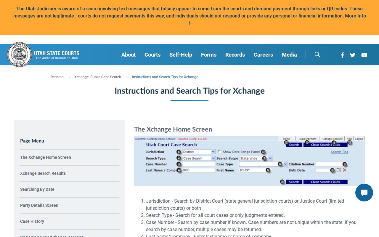 San Juan County case lookup search controls in Xchange