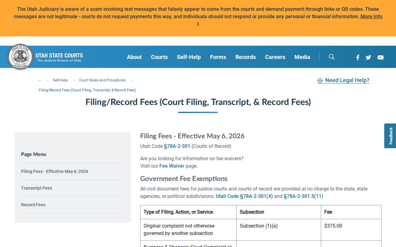San Juan County civil docket copy and filing fee reference